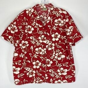 Hilo Hatties Classic Hibiscus Aloha Red Short Sleeve Button Up Shirt XL